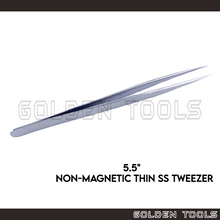Load image into Gallery viewer, 5.5" Stainless Steel Non-magnetic Thin SS Tweezer Holding Tools Jewellery Tools Engineering Tools Hobby Watch Repair
