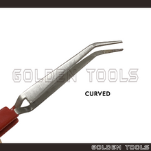 Load image into Gallery viewer, 6.5" Insulated Tweezer With Serrated Straight/Curved Tip Jewelry Precision Holding Tools Anti Heat Conductivity
