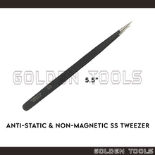 Load image into Gallery viewer, 5.5" Anti-Static Non-magnetic SS Tweezer With Straight Smooth Tip Jewelry Precision Electronic ESD Holding Tools
