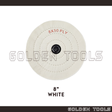Load image into Gallery viewer, 50 Ply Stitched / Unstitched Disk Cloth Polishing Buff Wheel Leather Center Jewellery Polishing Metal Polishing Tools
