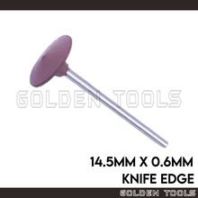 Load image into Gallery viewer, M2-10 14.5mm x 0.6mm Knife Edge Wheel Brown Silicone Point With 2.35mm HP Shank Jewellery Metal Dental Polish
