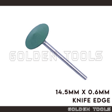 Load image into Gallery viewer, M3-10 14.5mm x 0.6mm Knife Edge Wheel Green Silicone Point With 2.35mm HP Shank Jewellery Polishing Metal Dental
